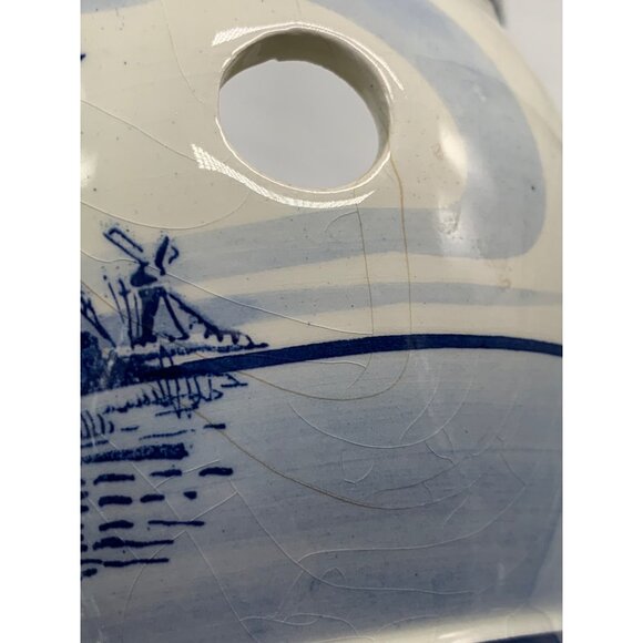 Delft Bulb pot Blue Holland Jumbo Flowerpot Handpainted Porcelain Windmill - Picture 8 of 9